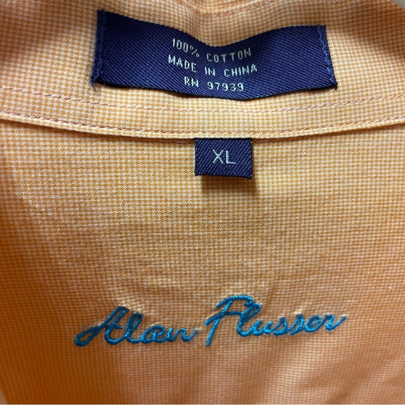 ALAN FLUSSER Men’s Large Shirt orange Button Down Pocketed Long Sleeve Shirt - Picture 2 of 2